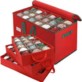 Christmas Ornament Storage Box, Stores Up to 54-4" Ornaments, 3 Individual Trays, Adjustable Dividers, 600D Oxford Fabric, Large Organizer Bin to Protect and Store Holiday Décor