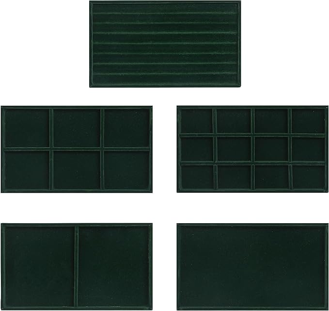 Frebeauty Extra Large Acrylic Jewelry Box for Women 5 Layers Clear Jewelry Organizer Velvet Earring Box with 5 Drawers Rings Display Case Necklaces Holder Tray for Women Girls(Blackish Green)