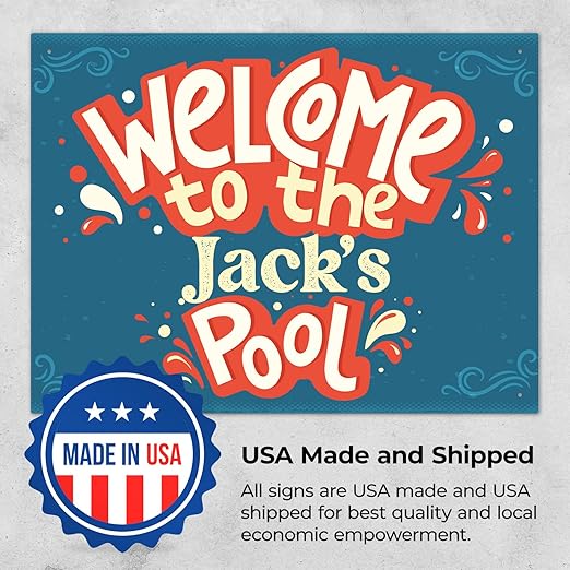 Custom Pool Sign, Welcome to The Pool Fun for Pool Décor Sign, 18x24 Inches, Rust Free .063 Aluminum, Fade Resistant, Made in USA by Sigo Signs