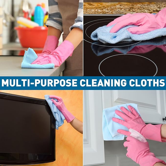 TEAWOO Microfiber Towels Bulk-400 Pack, Cleaning Cloths, Microfiber Towels for Cars, Cleaning Rags 5 Colors Assorted (12x12 inches)