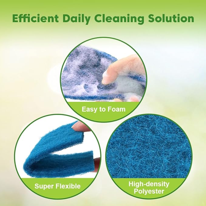UNIMADE Non-Scratch Scouring Pads, 24Pcs Household Scour Pads for Kitchen, Garage and Outdoors, Reusable Dish Scrubber Pads for Pan and Metal Grill - Blue