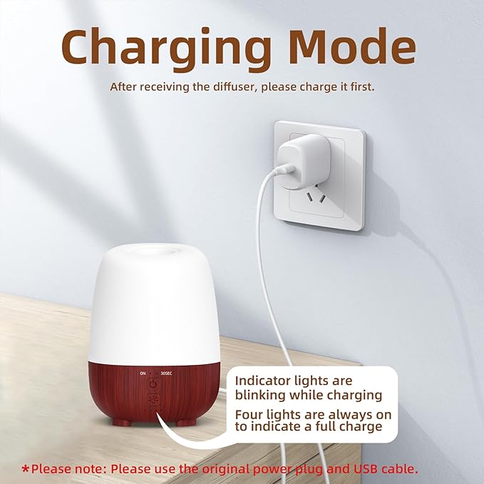 150ML Cordless Essential Oil Diffuser, Rechargeable Battery-Operated Quiet Aromatherapy Diffuser with 7-Hour Runtime,2 Timer Settings & 7-Color LED Light for Bathroom,Bedroom,Living,Room