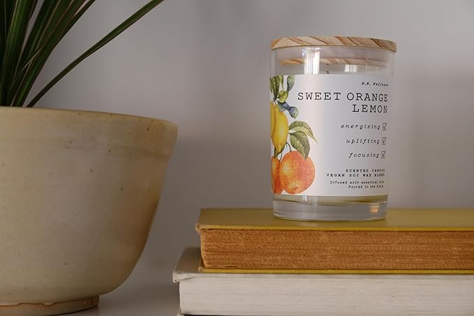 Leoben Co. | B.B. Wellness Scented Candle | Hand-Poured Vegan Soy Wax | Made in Small Batches | 40 Hours Burn Time | 9 oz | Infused with Natural Essential Oils | (Sweet Ornage Lemon)