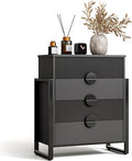 Fluted Dresser for Bedroom with 4 Drawers, 36.2" Tall Chest of Drawers with Raised H Legs and Curved Profile Design, Wood Closet Clothes Storage Organizer for Bedroom, Hallway, Black
