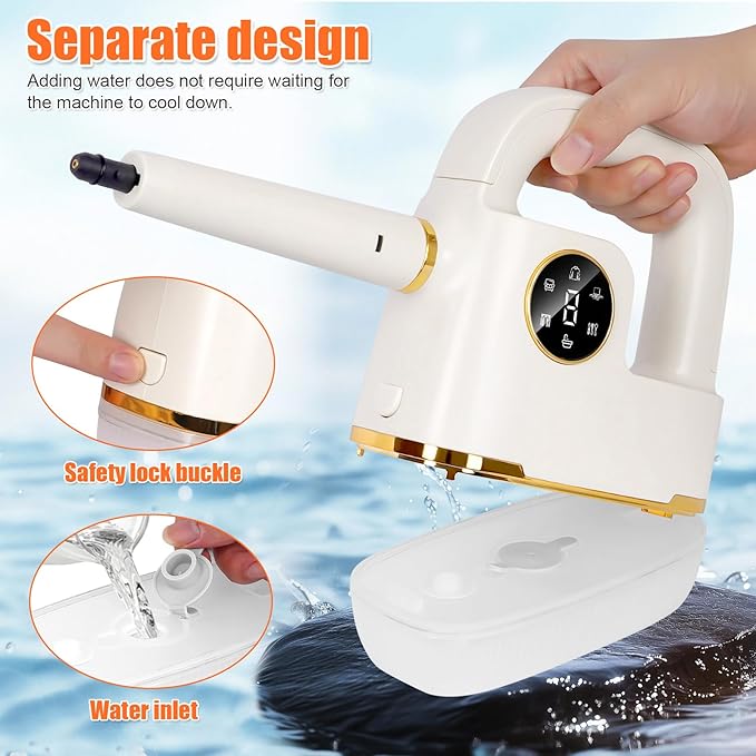 STEAM CLEANER Handheld [One Click Clean] Steamer for Cleaning 10-in-1 High Pressure Steam Cleaner for Home/Car Detailings/Fabric etc. Separate Design|Digital Display|Two Cleaning Methods