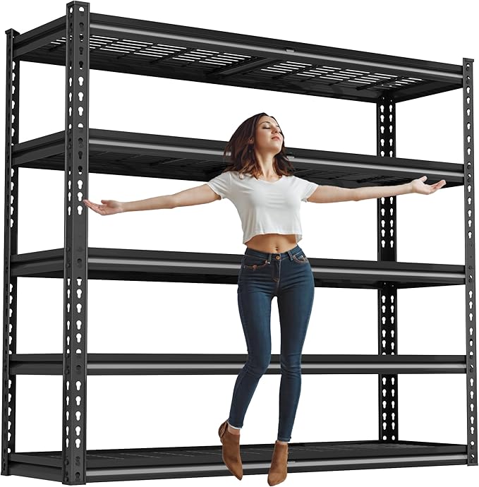 VDEVY 48" W Garage Shelving Heavy Duty,5-Tier Storage Shelves,3030LBS Adjustable Metal Shelving Units for Basement, Kitchen,Commercial,Warehouse,Pantry, 48" W x 72" H x 24" D