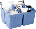 rejomiik Portable Shower Caddy Basket Plastic Cleaning Caddy Organizer Storage Tote with Handle for Bathroom, College, Dorm Room Essentials, Dark Blue