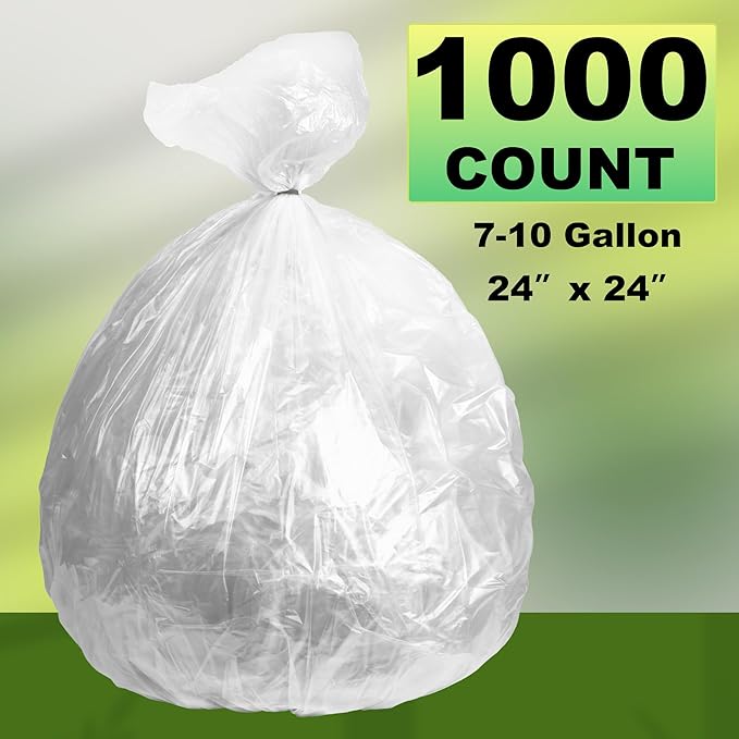 Trash Can Liner - Wholesale 1000 Count Garbage Bags on Perforated Roll 7-10 Gallon Multipurpose for Office Bathrooms Business Home Commercial and Industrial Needs