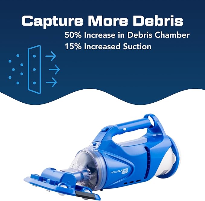 POOL BLASTER Catfish (Gen 2) Cordless Spa & Hot Tub Vacuum, More Power & Capacity, 45 Min Runtime, Spot Cleaning in Small Above Ground Swimming Pools, Rechargeable Spa Vac
