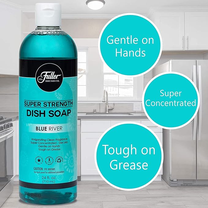 Fuller Brush Super Strength Dish Soap – Blue River – Ultra Concentrated Formula – Cuts Grease Fast, Clean Dishes, Glassware, Silverware, Pots, Pans & Surfaces – (Pack of 2)