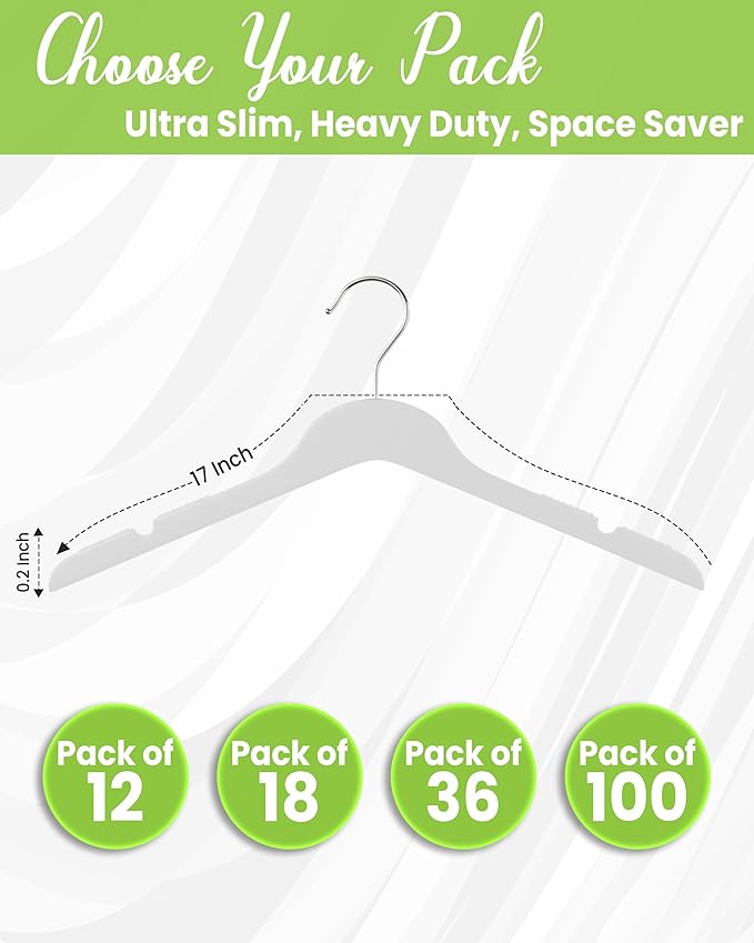 All Hung Up Plastic Hangers Slim, Non Slip Space Saving Clothes Hangers for Closet Organization, Durable Notched Plastic Coat Hangers for Shirts, Dresses & Jackets, Smokey Clear, 100 Pack