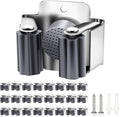 Verdenu 25 Pack Broom Holder Wall Mount, Mop and Broom Holder Wall Mount, Stainless Steel Command Mop Holder with Screws, Garden Tool Storage Organizer for Kitchen, Home, Bathroom, Garage, Grey