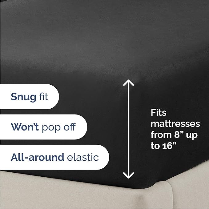 Cal King 6 Piece Sheet Set - Comfy Breathable & Cooling - Ultra-Soft Hotel Luxury Bedding Set with 8-16 Inch Deep Pockets - 1 Flat & 1 Fitted Sheet & 4 Pillowcases - Wrinkle Free & Easy Care - Black