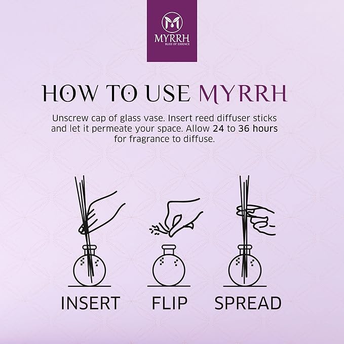 Lily of The Valley Scented Reed Diffuser Set with 8 Rattan Diffuser Sticks, 150 ml, All Natural Air Freshener, Long-Lasting Diffusers at Home - MyrrhUSA