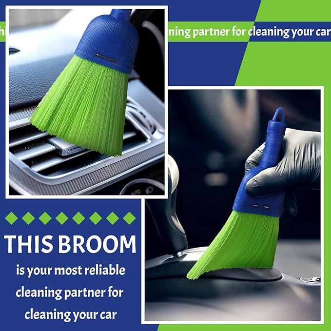 Domensi 2 Pcs Whisk Broom Poly Fiber Handheld Brush Hand Brush Outdoor Car Broom with Hang Hole for Cleaning Inddoor Porches Floors Decks Driveways Dirt Dust