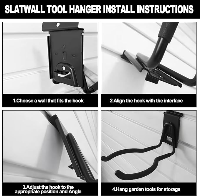Heevir Slatwall Power Tool Hanger, Garage Garden Tool Hooks, Steel String Trimmer Holder Grass Trimmer Organizer, Weed Eater Rack Garage Storage Hook for Weed Wacker, Leaf Blower