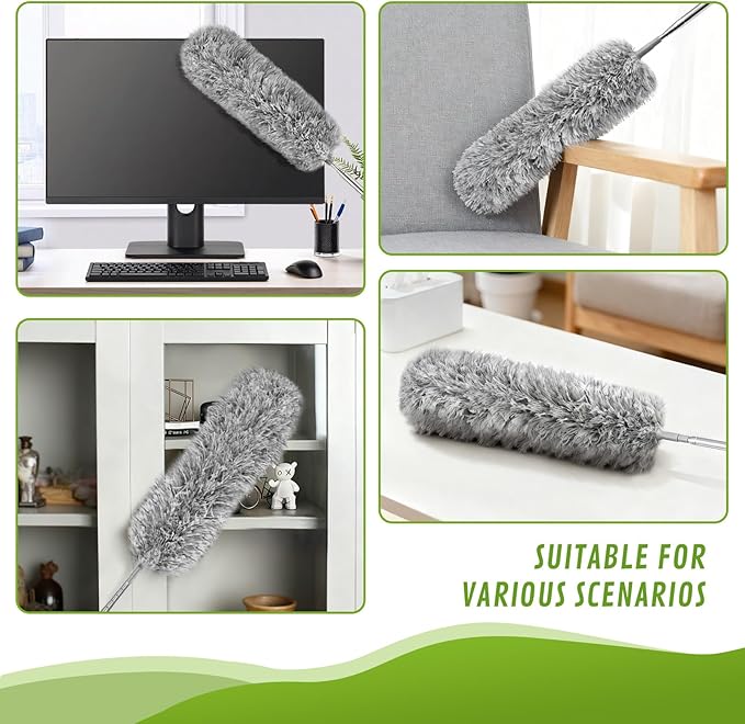 MimAuto 11-in-1 100-Inch Extendable Duster Kit – Reusable Blue Fan Duster, Cobweb Brush Flat Gap Cleaner (No Ladder Needed) for High Ceilings, Fans & Home Cleaning