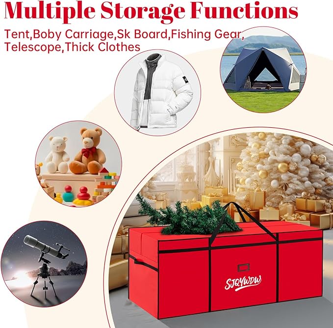 Small Christmas Tree Storage Bag 4Ft/5Ft Heavy Duty Reusable 600D Oxford Fabric Moistureproof Dustproof Christmas Tree Bag for Short Artificial Christmas Tree(39" X 12" X 24", Red)