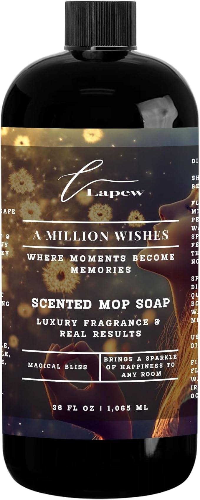Lapew A Million Wishes Scented Mop Soap Concentrate 36 oz | Premium Fragranced Floor Cleaner | Streak-Free | Hard Floor Cleaning Solution | Eco Friendly | Made in USA (A Thousand Wishes)