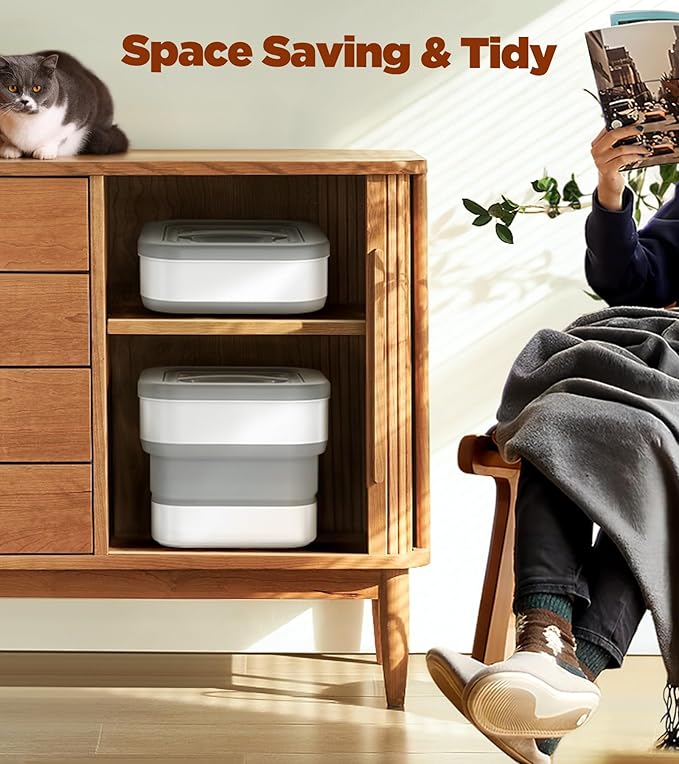 InnOrca Collapsible Dog Food Storage Container, 10-14 Lbs Capacity Cat Pet Food Container with Magnetic Lid & Measuring Cup, Multi Purpose Storage Container For Dry Food, Cereal