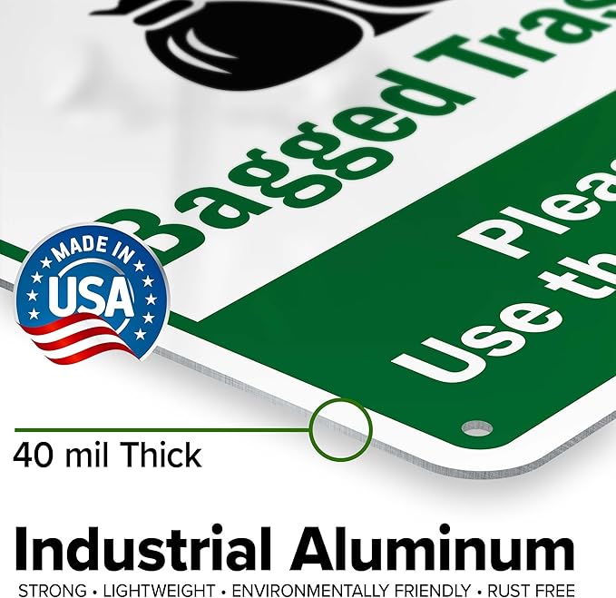 Bagged Trash Only Please Recycle Use The Proper Container Sign, 10x14 Inches, Rust Free .040 Aluminum, Fade Resistant, Made in USA by My Sign Center