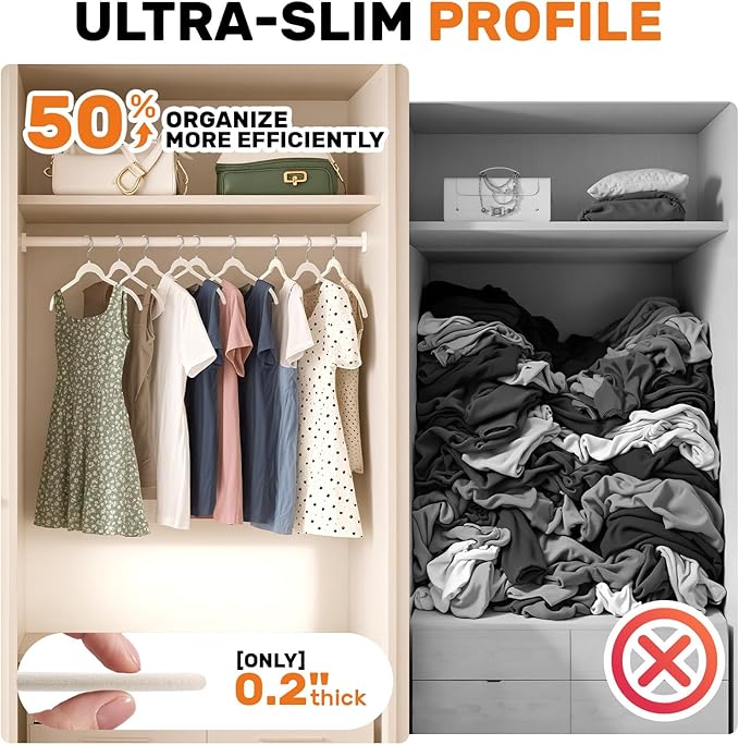SIshynio 30 Pack Premium Velvet Shirt Hangers, Non-Slip Slim Flocked Clothes Hanger with 360° Swivel Hook, Space Saving Felt Hangers for Coats, Sweaters, Tank Top, Blouses(Beige)