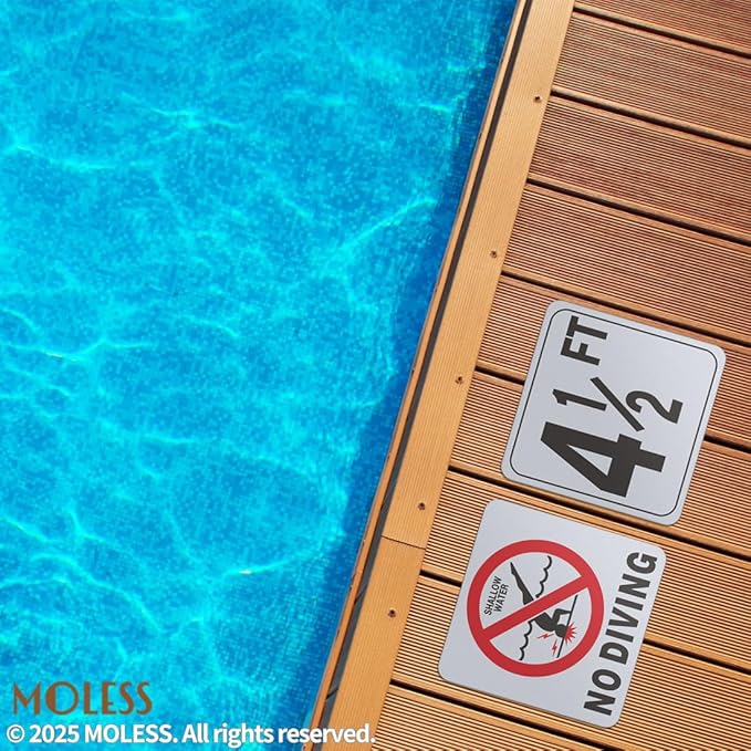 4½FT Pool Depth Marker Stickers – 6x6″ Anti-Slip Vinyl Tile Stickers for Swimming Pool Safety Signs, Adhesive Pool Depth Markers for Decks, 4½ FT (1 Pack)