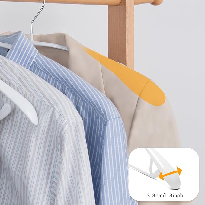 Nature Smile Non Slip PVC Coating Sweater Hangers,Dress Suit Coat Hangers,Wide Shoulder Bump Free Golf T Shirts Clothes Hangers (White Color 20 Pack)
