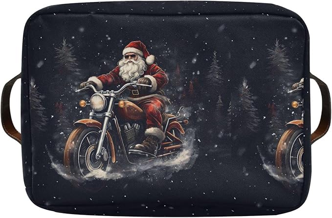 ALAZA Black Santa Claus Tree Christmas Foldable Storage Box Storage Basket Organizer Bins with Handles for Shelf Closet Living Room Bedroom Home Office 2 Pack