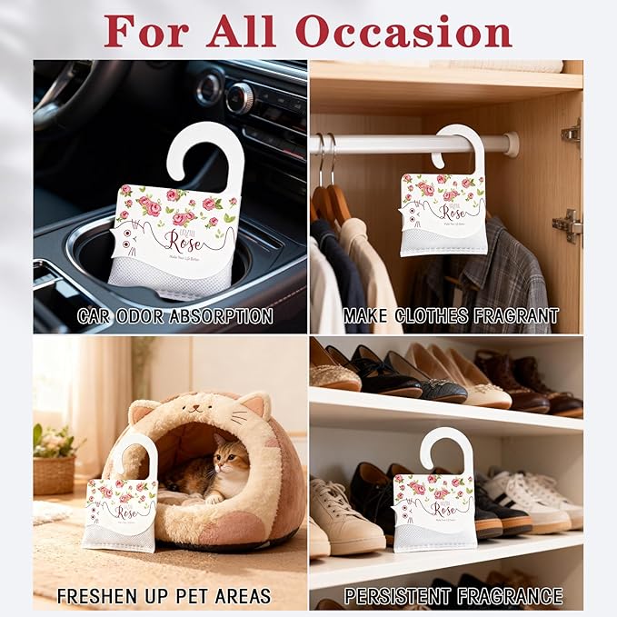 13 PCS Rose Scented Sachets, Long Lasting Room Air Freshener Odor Deodorizer Eliminating for Home Drawer Closet Clothes, Natural Room Fragrance Potpourri Bag