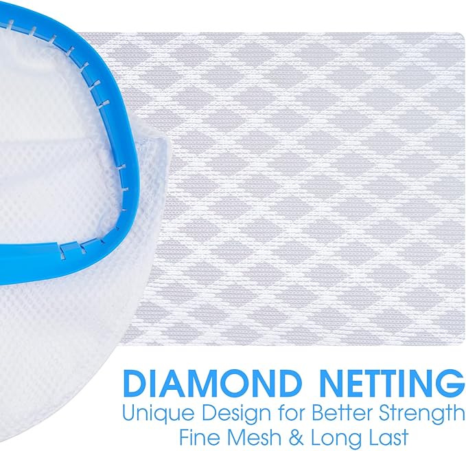 New Diamond Netting Double-Layer Pool Net 18'' Heavy Duty Leaf Rake Pool Skimmer Net for Above Ground & Inground Pools Cleaning
