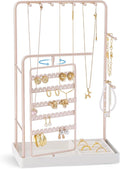 ProCase Jewelry Stand Holder Organizer, Jewelry Display Storage with Ring Tray, No-Assembly Needed, Rotating Earring Bracelet Necklace Holder, Christmas Gifts Room Dorm Decor for Teen Girls -Champagne