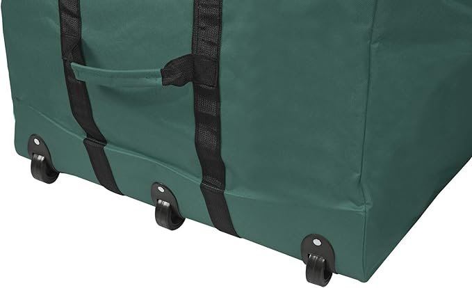 ProPik Rolling Christmas Tree Storage Bag, Fits Up to 9 Foot Tall Disassembled Trees, 25" X 25" X 60", Extra Large Heavy Duty Xmas Container with Wheels, Handles and Straps (Green)