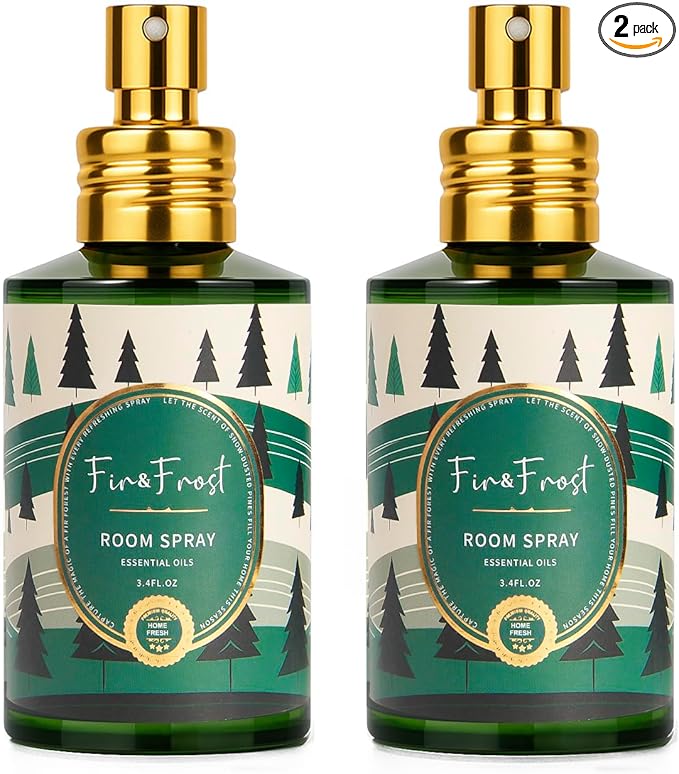 Fir Room Spray 2 Pack, 3.4oz/100ml Each – Long-Lasting Air Freshener & Odor Eliminator for Home, Bathroom, Bedroom & Office, Concentrated Room Spray