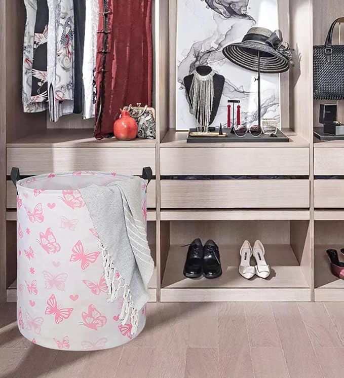 Round Laundry Hamper Storage Basket Laundry Organizer Hamper Storage Bins Clothes Box Nursery Hamper Gift Basket with Handles