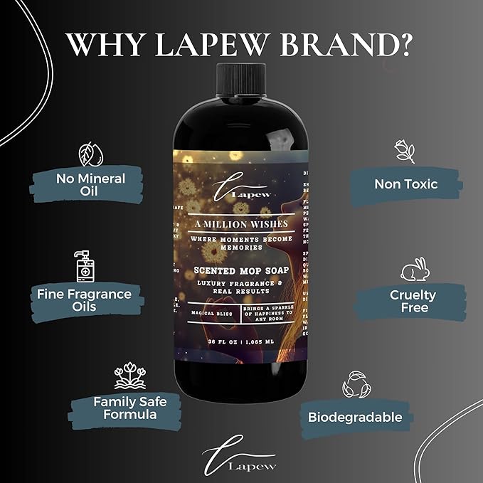 Lapew A Million Wishes Scented Mop Soap Concentrate 36 oz | Premium Fragranced Floor Cleaner | Streak-Free | Hard Floor Cleaning Solution | Eco Friendly | Made in USA (A Thousand Wishes)