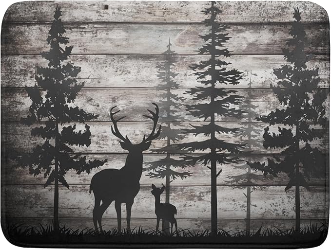 Forest Deer Dish Drying Mat Wildlife Animal Decorative Microfiber Dishes Pad 18x24 Inch Absorbent Reversible Kitchen Counter Drainer Mats