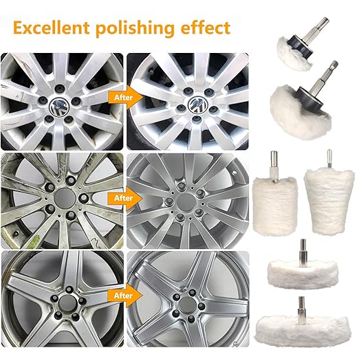 Tworider 6 pcs Buffing Wheel for Drill,Buffing Pad Polishing Wheel Kits,Wheel Shaped Polishing Tool for Metal Aluminum,Stainless Steel,Chrome,Jewelry,Wood,Plastic,Ceramic,Glass,etc
