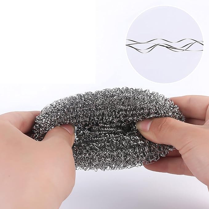 48 Pack Stainless Steel Scourers Sponges by XXJXING,Steel Wool scrubbers for stoves, pots, Cooker Hoods, etc. That are Difficult to Clean (48 Pack-10 Gram)