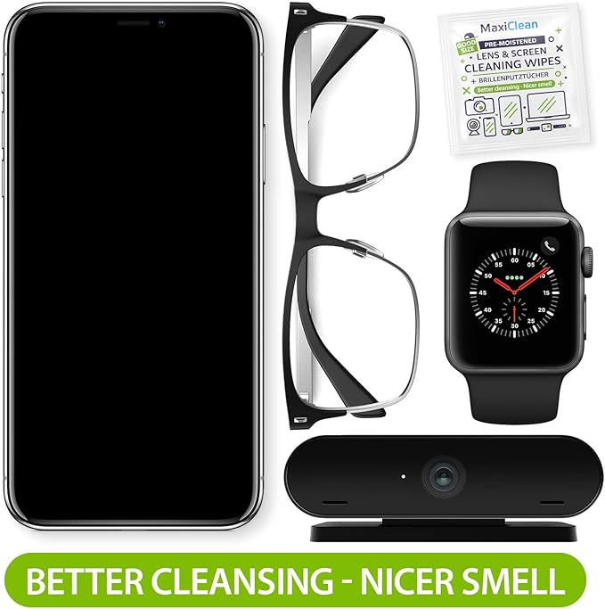 MAXI CLEAN 440 Pack Lens Wipes for Eyeglasses Pre-Moistened, Individually Wrapped Streak-Free Cleaning for Glasses & Laptop Screens, Glasses Cleaner Wipe Bulk 5.5 x 4.7 Inch, Sunglasses & Phone Wipe