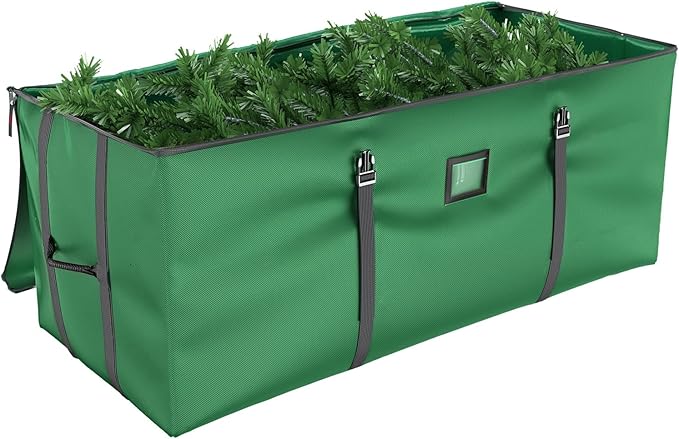 Mrrihand Christmas Tree Storage Bag, Large Artificial Christmas Tree, 9 Ft Anti-Tear Heavy-Duty 600D Oxford Cloth Christmas Tree Storage Box with Handles, Christmas Tree Storage Container (Green, 9Ft)