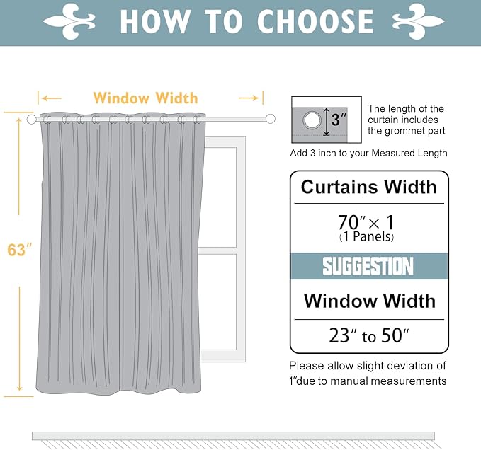 ChrisDowa Blackout Curtains 70 inches Wide for Bedroom - Extra Wide Grommet Thermal Insulated Room Darkening Curtains for Living Room (1 Panel, Beige, 70 x 63 Inch)