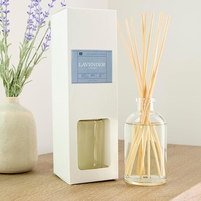 Hillhouse Naturals Reed Diffuser Set - Lavender Scent Diffuser - Reed Diffusers for Home with Long Lasting Fragrance – 6 oz Oil – Diffuse Time 4-6 Months – Made in The USA