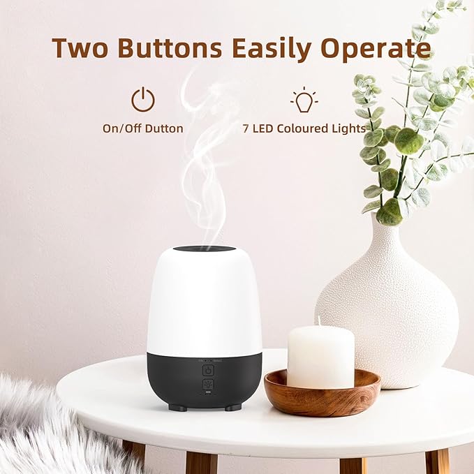 150ML Rechargeable Battery Powered Essential Oil Diffuser, Cordless Portable Aromatherapy Diffuser,7-Hour Run time, 7-Color LED Lights