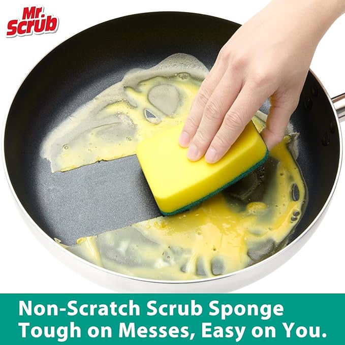 Mr. Scrub Sponges Kitchen Scrub Dish Sponge Scouring Pad, 36 Pack Cleaning Brush Scrubber Supplies for Soap, Dishwashing Dinnerware Sets Pan Pot Towels Cloth Rags Holder Glass Dishwasher Sink Bathroom