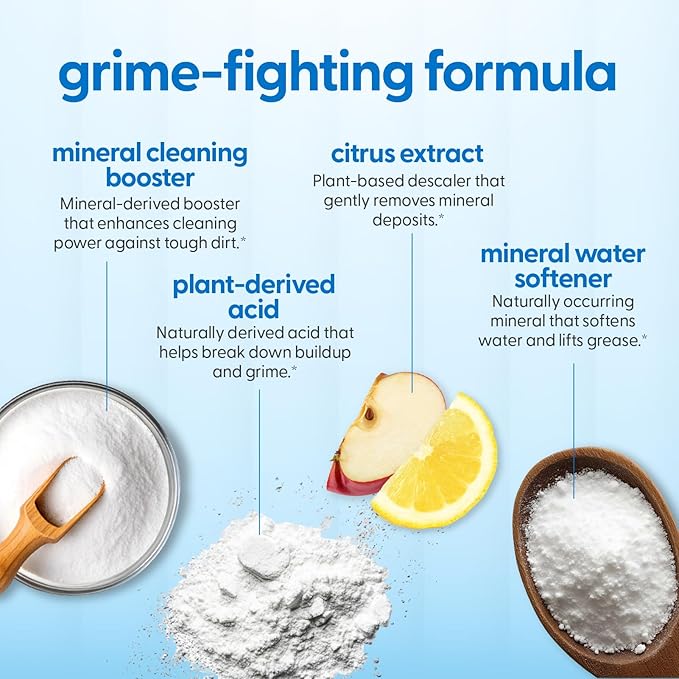 Dishwasher Cleaner & Deodorizer Tablets, Fights Grime, Grease, Limescale, Residue & Odor, Heavy Duty Cleaning Descaler Pods, Septic Safe, 24 Fresh Apple Scented Tablets, 1-Year Supply, by M3