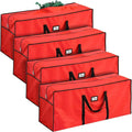 Paterr 4 Pack 7.5 ft Christmas Tree Storage Bags 600d Oxford Heavy Duty Waterproof Disassembled Holiday Tree Storage Box Container with Handles and Zippers(Red)