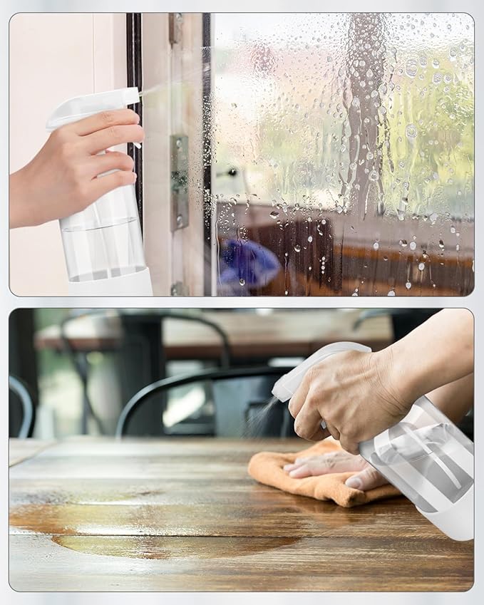 Rionisor Glass Spray Bottles with Silicone Sleeve Protection, Empty 16OZ Reusable Spray Bottles, Refillable Containers with Spray Nozzles for Cleaning Solutions, Plants and Essential Oils 1 Pack White