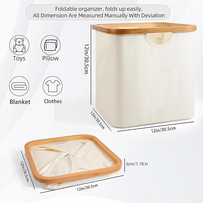 Cube Storage Bin 12 Inch -2 Pack,Collapsible Cube Storage Organizer with Handles,Fabric Storage Bins for Cubes Storages,Square Baskets for Organizing,Storage Bins for Shelve