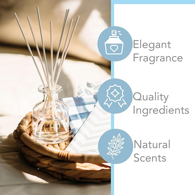 Brooklyn Fragrance Co Reed Diffuser (BFC3) Fresh Linen, 100ml - Glass Bottle – Fiber Sticks – Home Fragrance Solution